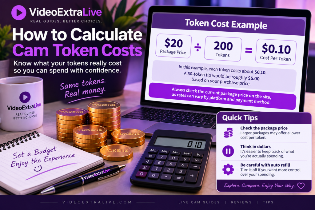 Cam token cost calculator showing how to convert token prices into real money