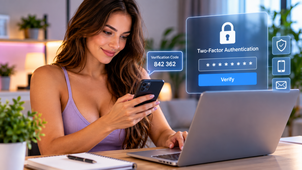 Online account security and two-factor authentication for webcam models