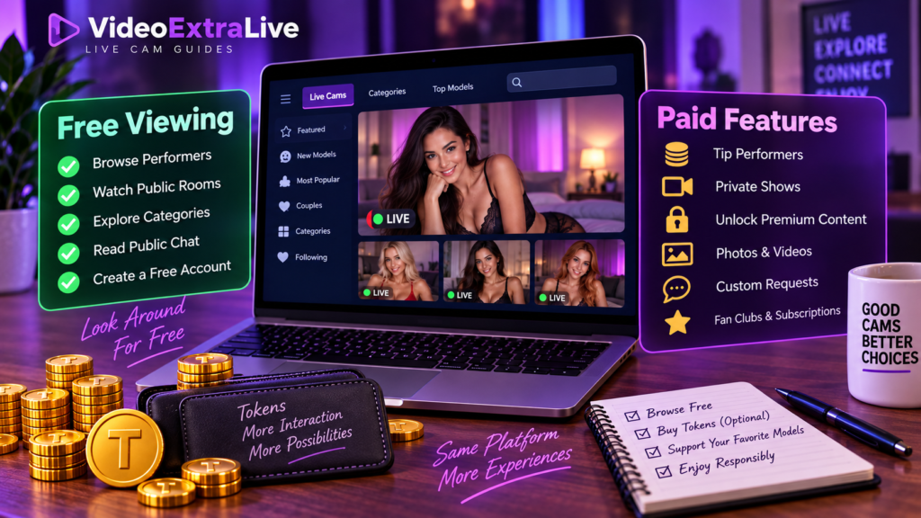 How live cam site tokens work – free viewing compared with paid features