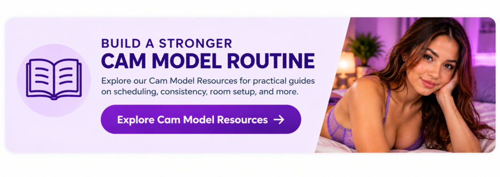 Cam model resources banner for building a stronger streaming routine